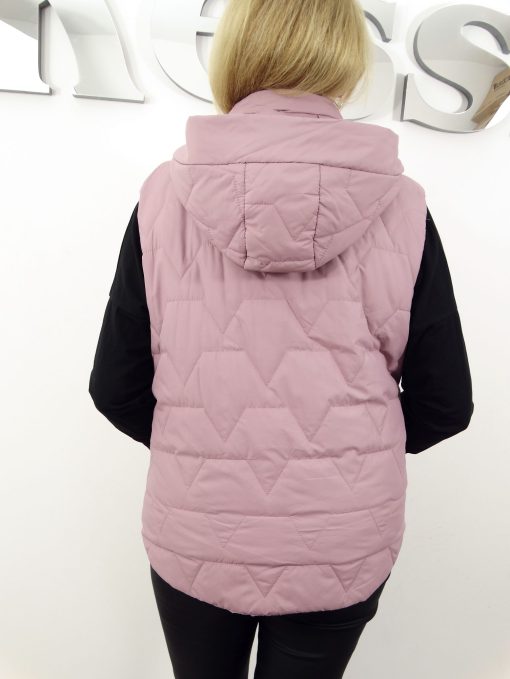 Kamizelka Wiosenna Bezrękawnik z Odpinanym Kapturem TRISS od 44 do 54 różowa