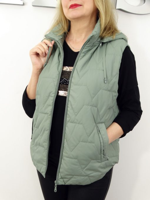 Kamizelka Wiosenna Bezrękawnik z Odpinanym Kapturem TRISS od 44 do 54 zielona