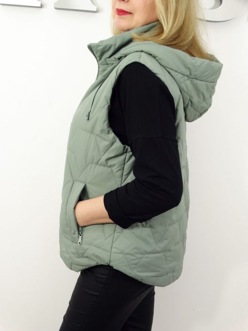 Kamizelka Wiosenna Bezrękawnik z Odpinanym Kapturem TRISS od 44 do 54 zielona