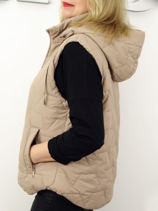 Kamizelka Wiosenna Bezrękawnik z Odpinanym Kapturem TRISS od 44 do 54 beżowa