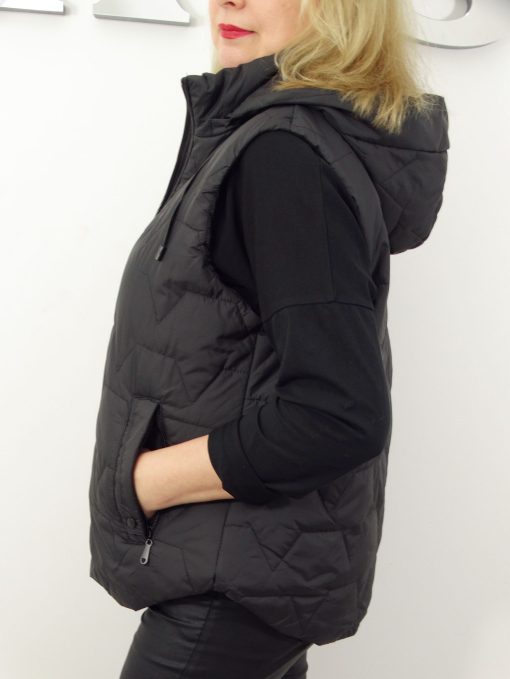 Kamizelka Wiosenna Bezrękawnik z Odpinanym Kapturem TRISS od 44 do 54 czarna