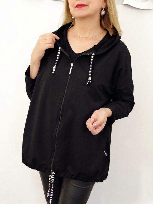 Lekka Bawełniana Bluza z Kapturem MIKA rozmiary od 48 do 54 czarna
