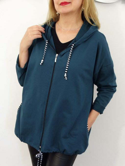 Lekka Bawełniana Bluza z Kapturem MIKA rozmiary od 48 do 54 ciemno-morska
