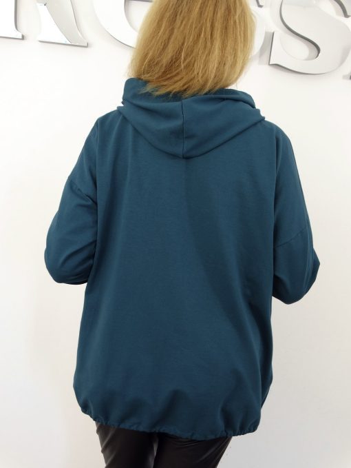 Lekka Bawełniana Bluza z Kapturem MIKA rozmiary od 48 do 54 ciemno-morska