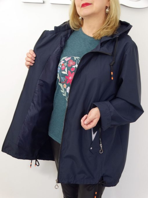 Kurtka Damska Wiatrówka z Odpinanym Kapturem Plus Size GEMMA od 54 do 64 granatowa