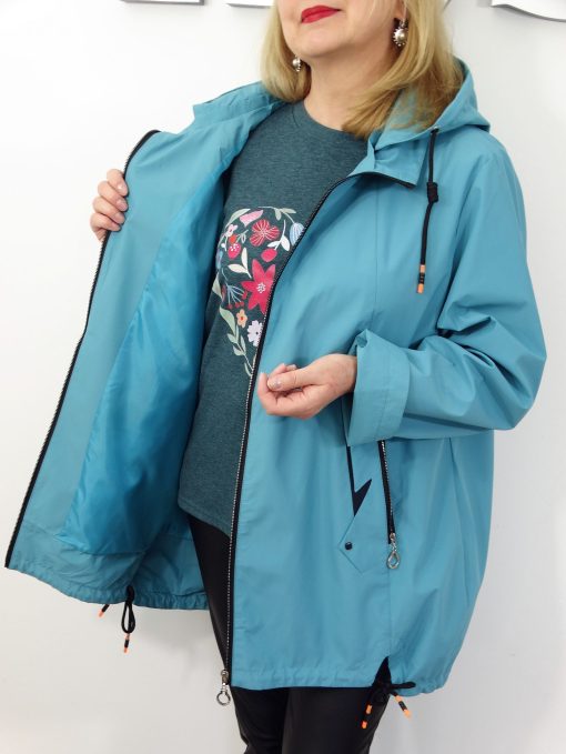 Kurtka Damska Wiatrówka z Odpinanym Kapturem Plus Size GEMMA od 54 do 64 morska zieleń