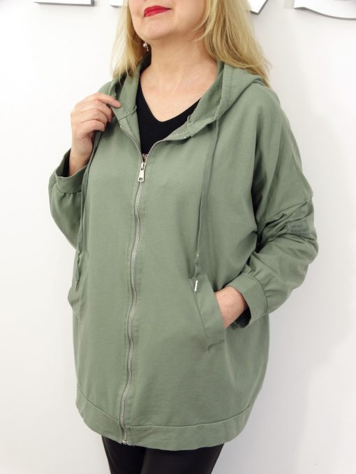 Bluza Damska Bawełniana Narzutka JOANNA PLUS SIZE od 50 do 58 oliwka