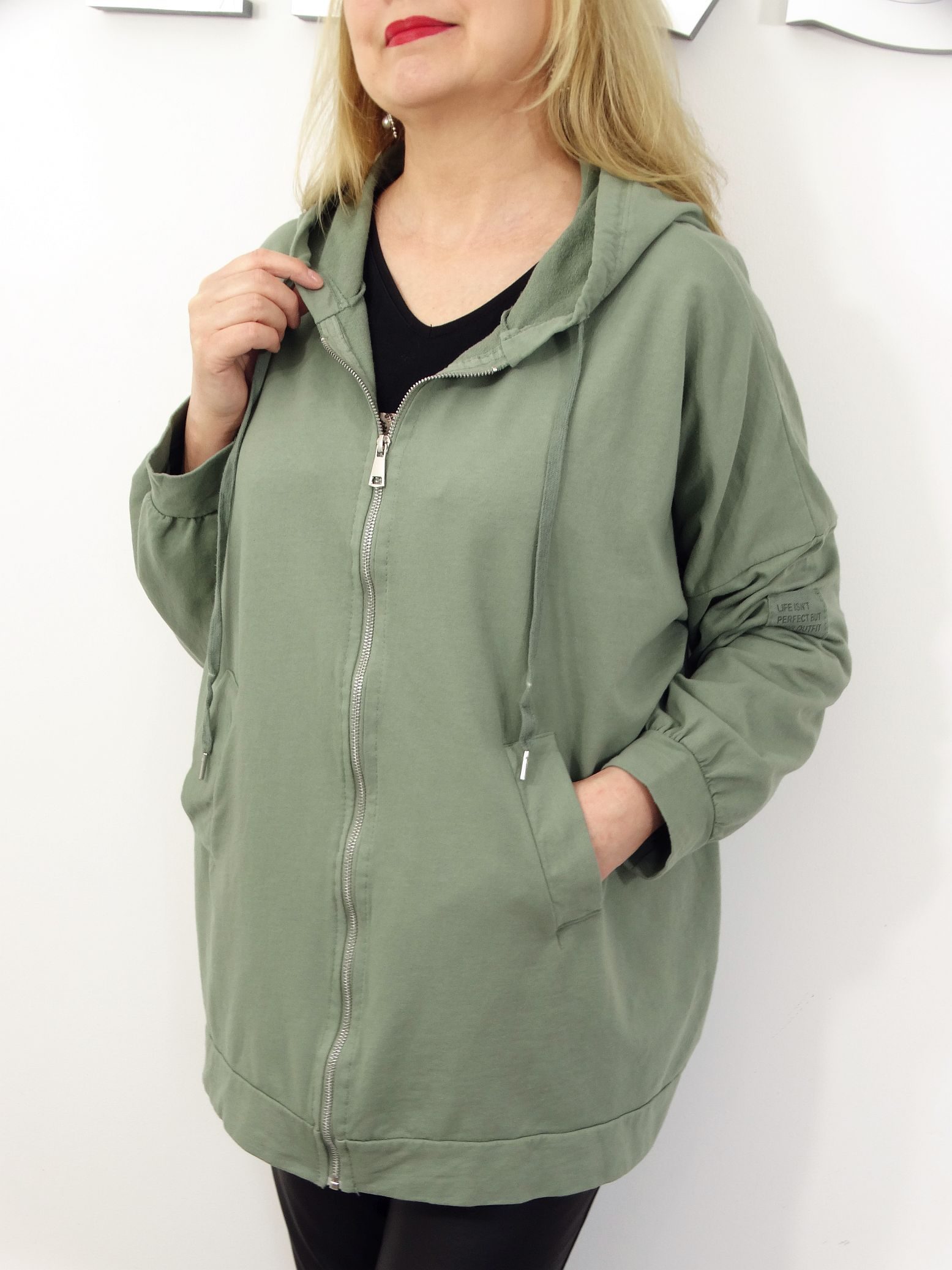 Bluza Damska Bawełniana Narzutka JOANNA PLUS SIZE od 50 do 58 oliwka