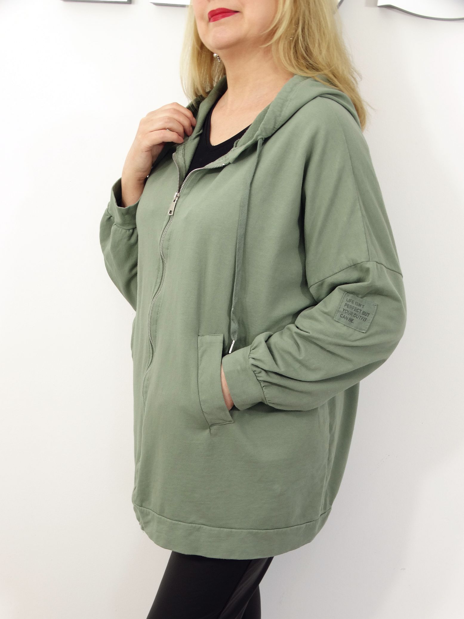 Bluza Damska Bawełniana Narzutka JOANNA PLUS SIZE od 50 do 58 oliwka - obrazek 4