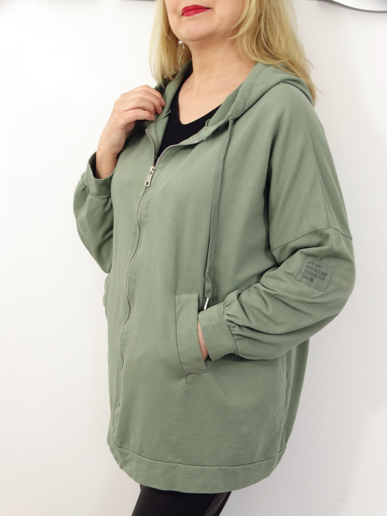 Bluza Damska Bawełniana Narzutka JOANNA PLUS SIZE od 50 do 58 oliwka - obrazek 2