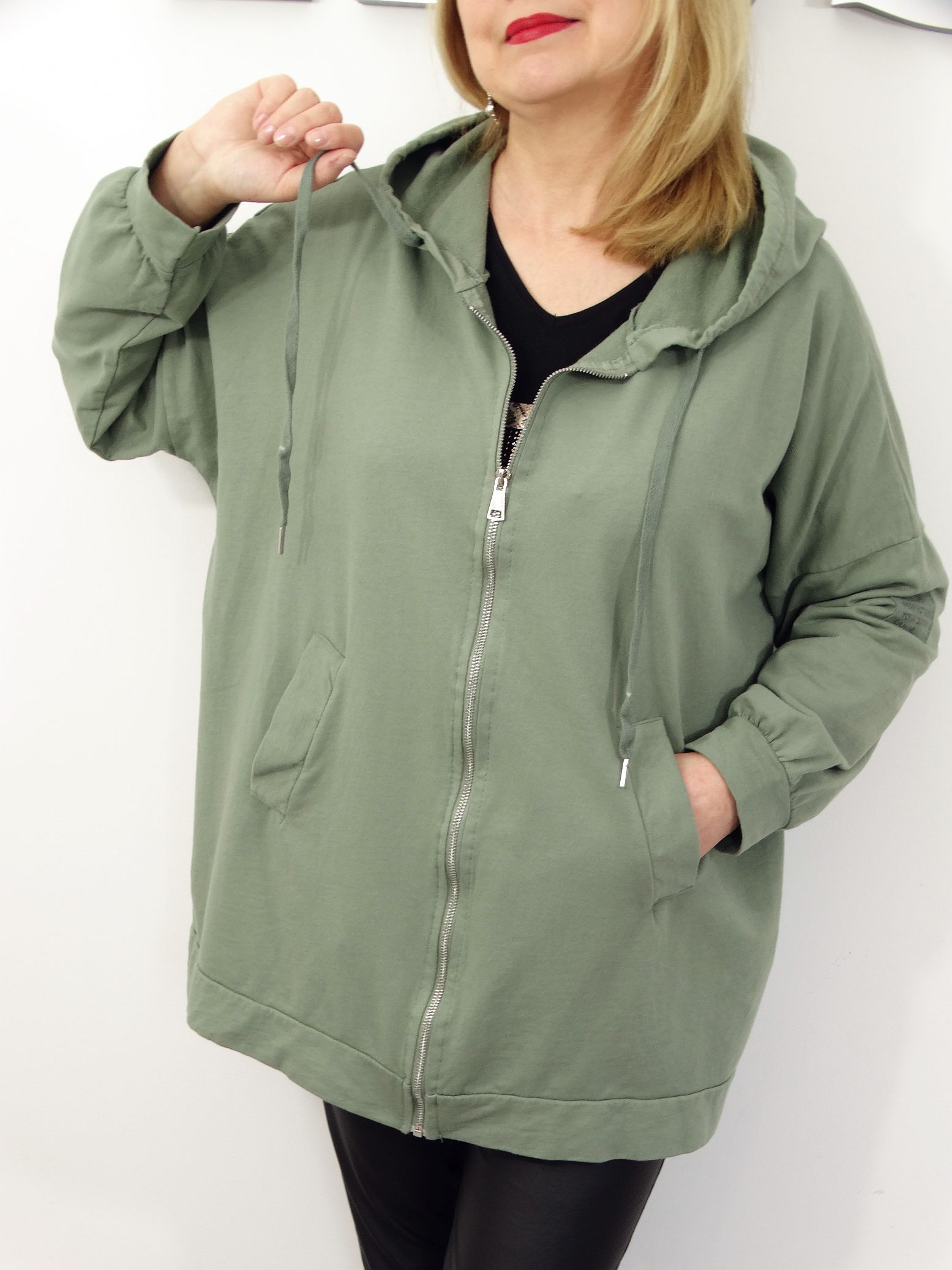 Bluza Damska Bawełniana Narzutka JOANNA PLUS SIZE od 50 do 58 oliwka - obrazek 8