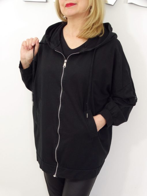 Bluza Damska Bawełniana Narzutka JOANNA PLUS SIZE od 50 do 58 czarna