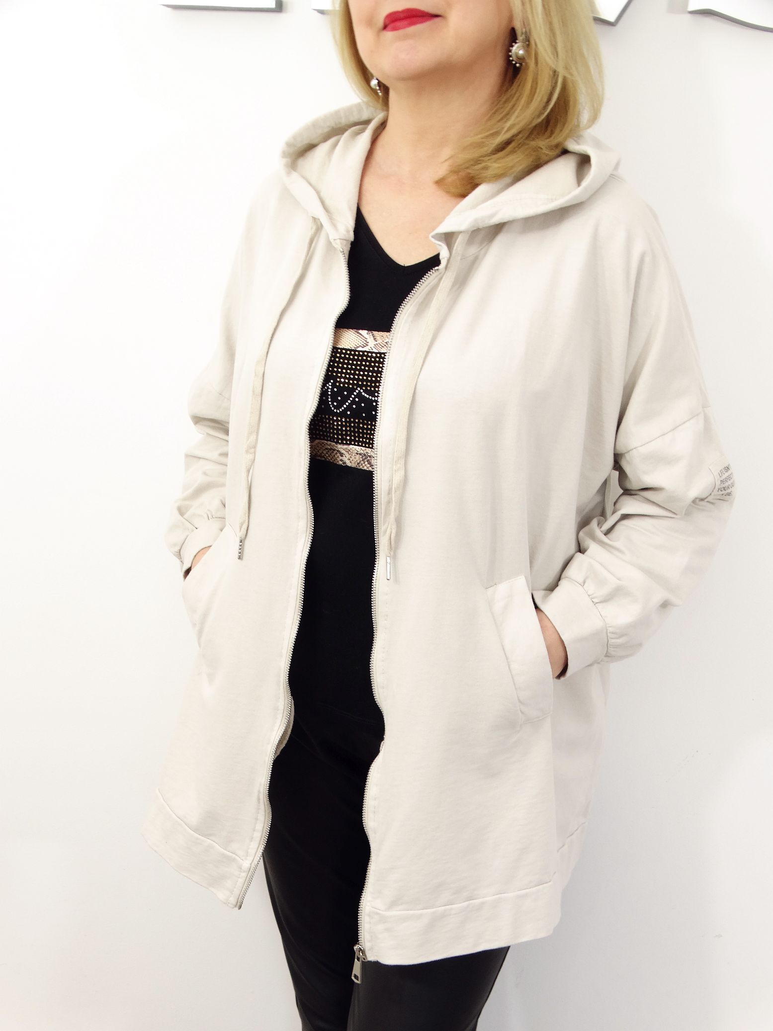 Bluza Damska Bawełniana Narzutka JOANNA PLUS SIZE od 50 do 58 jasny beż - obrazek 8