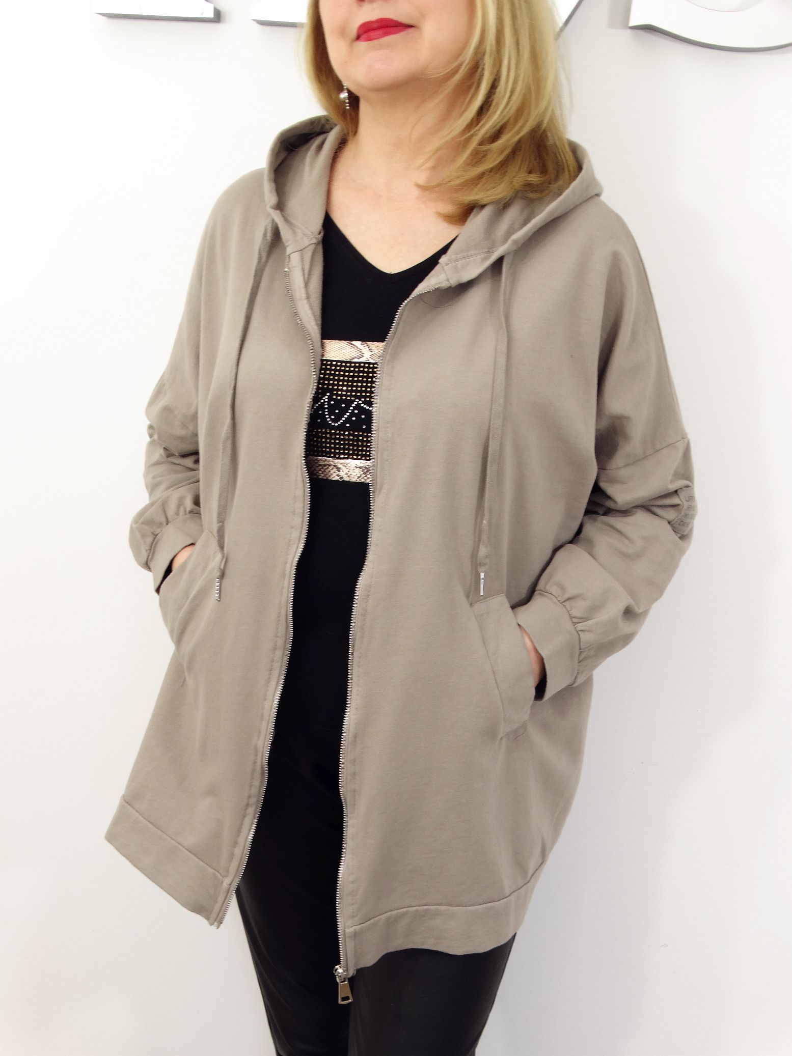 Bluza Damska Bawełniana Narzutka JOANNA PLUS SIZE od 50 do 58 beżowa - obrazek 6