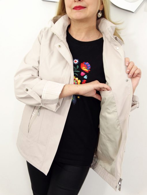 Kurtka Damska Wiatrówka z Odpinanym Kapturem EVA2 od 42 do 52 beżowa