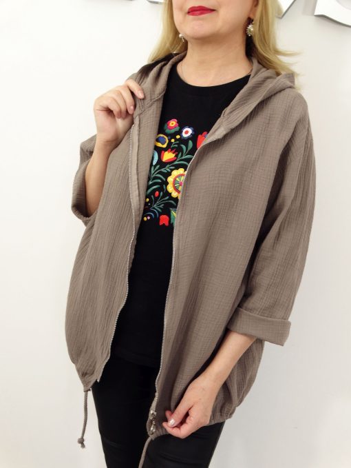 Bluza Narzutka Muślinowa Bawełniana Letnia MILD rozmiar uniwersalny od 42 do 50 kawa