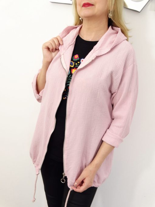 Bluza Narzutka Muślinowa Bawełniana Letnia MILD rozmiar uniwersalny od 42 do 50 pudrowa