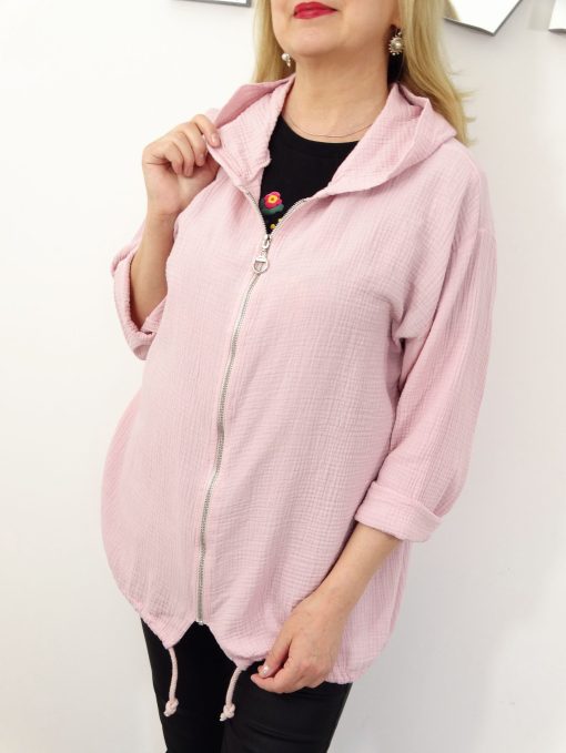 Bluza Narzutka Muślinowa Bawełniana Letnia MILD rozmiar uniwersalny od 42 do 50 pudrowa