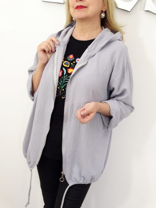 Bluza Narzutka Muślinowa Bawełniana Letnia MILD rozmiar uniwersalny od 42 do 50 szara