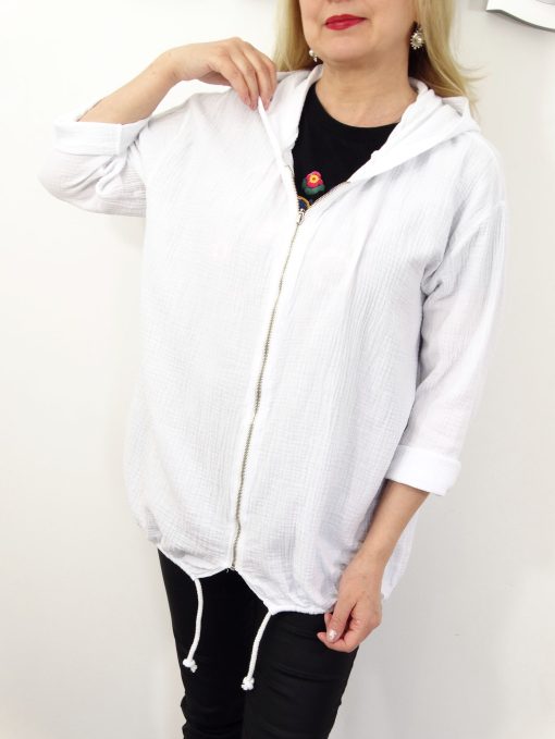 Bluza Narzutka Muślinowa Bawełniana Letnia MILD rozmiar uniwersalny od 42 do 50 biała