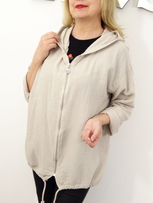 Bluza Narzutka Muślinowa Bawełniana Letnia MILD rozmiar uniwersalny od 42 do 50 beżowa