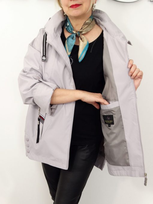 Kurtka Damska Wiatrówka Duży Rozmiar Plus Size BETTY od 54 do 64 szara